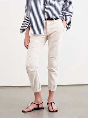 Nili Lotan Cropped Military Pant Eggshell Cotton Stretch Size 6